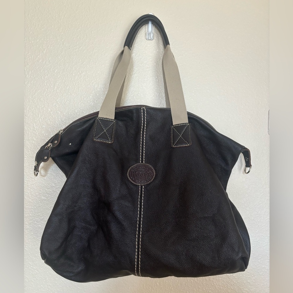 Roots large Brown Leather Duffel Bag